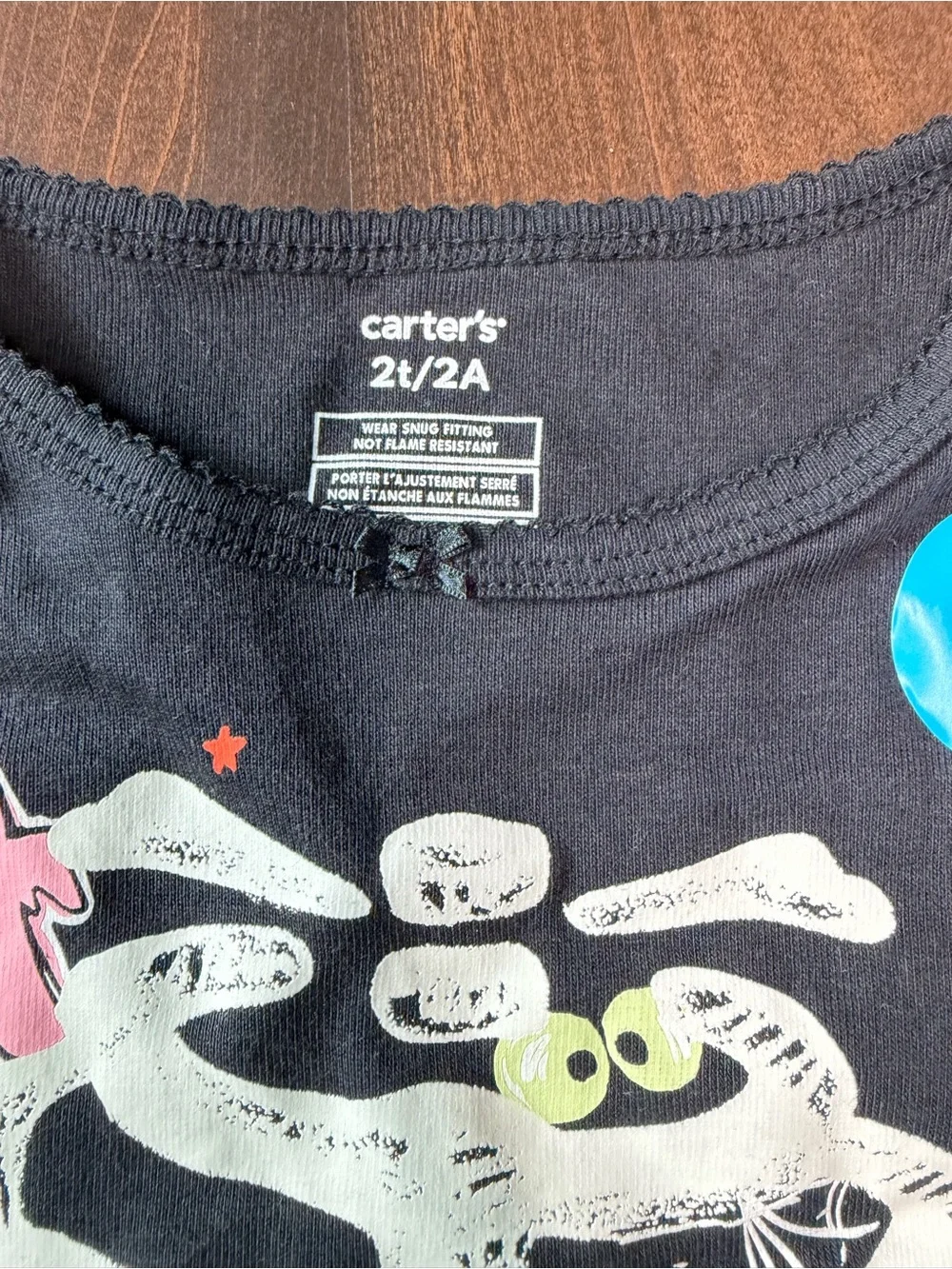 Carter's Black Skeleton Pajama Set with Pink Heart Details
